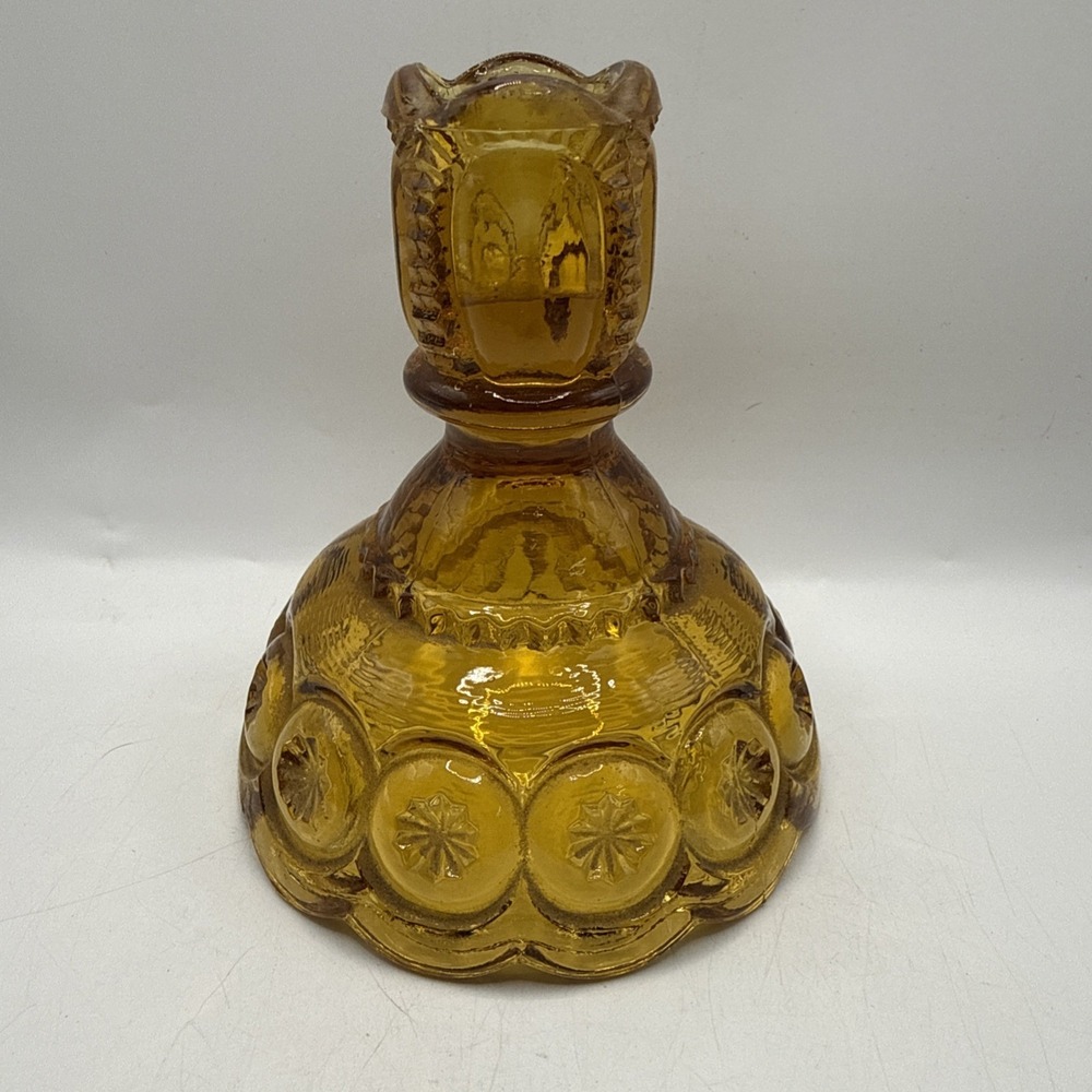 Le Smith Moon & Star Dark Amber Glass Heritage Lamp Base, Or Candlestick Holder
